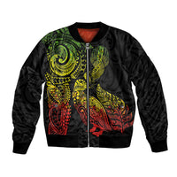Aotearoa Moko Tribal Tattoo Bomber Jacket New Zealand Maori Penguin and Fantail Reggae Style LT03 Unisex Multicolor - Polynesian Pride