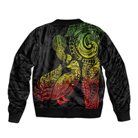 Aotearoa Moko Tribal Tattoo Bomber Jacket New Zealand Maori Penguin and Fantail Reggae Style LT03 - Polynesian Pride
