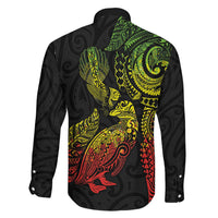 Aotearoa Moko Tribal Tattoo Family Matching Off Shoulder Short Dress and Hawaiian Shirt New Zealand Maori Penguin and Fantail Reggae Style LT03 - Polynesian Pride