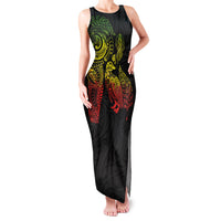 Aotearoa Moko Tribal Tattoo Family Matching Tank Maxi Dress and Hawaiian Shirt New Zealand Maori Penguin and Fantail Reggae Style LT03 Mom's Dress Multicolor - Polynesian Pride