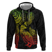 Aotearoa Moko Tribal Tattoo Hoodie New Zealand Maori Penguin and Fantail Reggae Style LT03 Pullover Hoodie Multicolor - Polynesian Pride