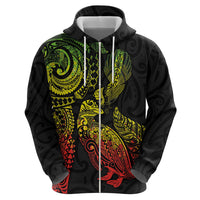 Aotearoa Moko Tribal Tattoo Hoodie New Zealand Maori Penguin and Fantail Reggae Style LT03 - Polynesian Pride