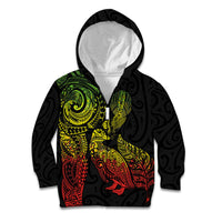 Aotearoa Moko Tribal Tattoo Kid Hoodie New Zealand Maori Penguin and Fantail Reggae Style LT03 Zip Hoodie Multicolor - Polynesian Pride