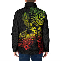 Aotearoa Moko Tribal Tattoo Padded Jacket New Zealand Maori Penguin and Fantail Reggae Style LT03 - Polynesian Pride