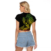 Aotearoa Moko Tribal Tattoo Raglan Cropped T Shirt New Zealand Maori Penguin and Fantail Reggae Style LT03 - Polynesian Pride