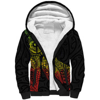 Aotearoa Moko Tribal Tattoo Sherpa Hoodie New Zealand Maori Penguin and Fantail Reggae Style