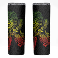 Aotearoa Moko Tribal Tattoo Skinny Tumbler New Zealand Maori Penguin and Fantail Reggae Style LT03 Multicolor - Polynesian Pride