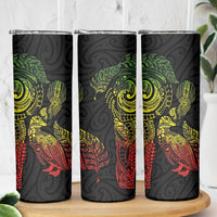 Aotearoa Moko Tribal Tattoo Skinny Tumbler New Zealand Maori Penguin and Fantail Reggae Style LT03 - Polynesian Pride