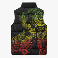 Aotearoa Moko Tribal Tattoo Sleeveless Puffer Jacket New Zealand Maori Penguin and Fantail Reggae Style LT03 - Polynesian Pride