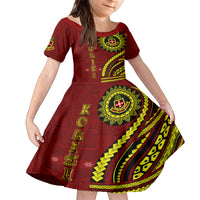 Kolisi Tonga Atele Family Matching Off Shoulder Short Dress and Hawaiian Shirt Ngatu and Polynesian Pattern