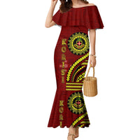 Kolisi Tonga Atele Mermaid Dress Ngatu and Polynesian Pattern LT03 Women Red - Polynesian Pride
