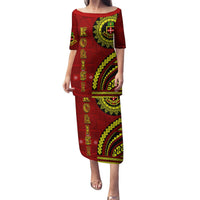 Kolisi Tonga Atele Puletasi Ngatu and Polynesian Pattern LT03 Long Dress Red - Polynesian Pride