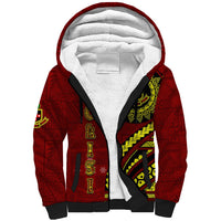 Kolisi Tonga Atele Sherpa Hoodie Ngatu and Polynesian Pattern LT03 Unisex Red - Polynesian Pride