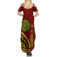 Kolisi Tonga Atele Summer Maxi Dress Ngatu and Polynesian Pattern LT03 - Polynesian Pride