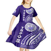Tupou College Toloa Kid Short Sleeve Dress Ngatu and Polynesian Pattern