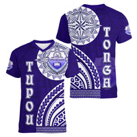 Tupou College Toloa Women V-Neck T-Shirt Ngatu and Polynesian Pattern