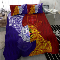 Kolisi Tonga Atele and Tupou College Toloa Bedding Set Ngatu and Polynesian Spiral Pattern