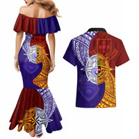 Kolisi Tonga Atele and Tupou College Toloa Couples Matching Mermaid Dress and Hawaiian Shirt Ngatu and Polynesian Spiral Pattern LT03 - Polynesian Pride