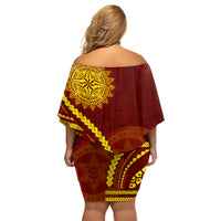 Tonga High School Family Matching Off Shoulder Short Dress and Hawaiian Shirt Ngatu and Polynesian Pattern