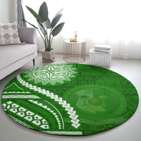 Liahona High School Round Carpet Ngatu and Polynesian Pattern