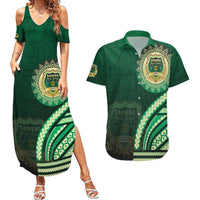 Saineha High School Couples Matching Summer Maxi Dress and Hawaiian Shirt Ngatu and Polynesian Pattern LT03 Green - Polynesian Pride
