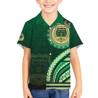 Saineha High School Family Matching Puletasi and Hawaiian Shirt Ngatu and Polynesian Pattern LT03 Son's Shirt Green - Polynesian Pride