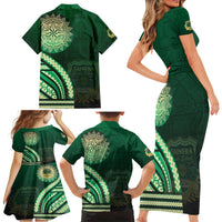 Saineha High School Family Matching Short Sleeve Bodycon Dress and Hawaiian Shirt Ngatu and Polynesian Pattern