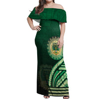 Saineha High School Off Shoulder Maxi Dress Ngatu and Polynesian Pattern