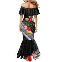 Aloha Hawaii Hibiscus and Plumeria Flowers Mermaid Dress Kanaka Maoli Tattoo Polynesian Pattern