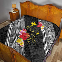 Aloha Hawaii Hibiscus and Plumeria Flowers Quilt Kanaka Maoli Tattoo Polynesian Pattern