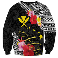 Aloha Hawaii Hibiscus and Plumeria Flowers Sweatshirt Kanaka Maoli Tattoo Polynesian Pattern