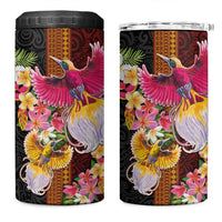 Papua New Guinea Birds and Frangipani 4 in 1 Can Cooler Tumbler Melanesian Art Tattoos - Polynesian Pride