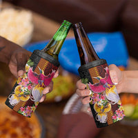 Papua New Guinea Birds and Frangipani 4 in 1 Can Cooler Tumbler Melanesian Art Tattoos - Polynesian Pride
