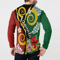 Melanesian Vanuatu Tribal Boar Tusk Button Sweatshirt Tropical Plants and Namele Motifs - Polynesian Pride