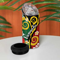 Melanesian Vanuatu Tribal Boar Tusk 4 in 1 Can Cooler Tumbler Tropical Plants and Namele Motifs - Polynesian Pride
