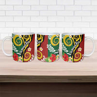 Melanesian Vanuatu Tribal Boar Tusk Ceramic Mug Tropical Plants and Namele Motifs - Polynesian Pride