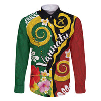 Melanesian Vanuatu Tribal Boar Tusk Family Matching Off The Shoulder Long Sleeve Dress and Hawaiian Shirt Tropical Plants and Namele Motifs - Polynesian Pride