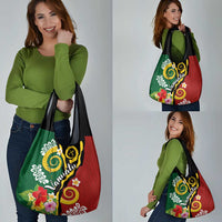 Melanesian Vanuatu Tribal Boar Tusk Grocery Bag Tropical Plants and Namele Motifs - Polynesian Pride