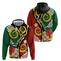 Melanesian Vanuatu Tribal Boar Tusk Hoodie Tropical Plants and Namele Motifs - Polynesian Pride