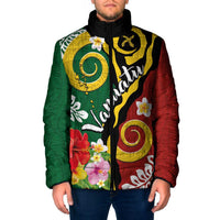 Melanesian Vanuatu Tribal Boar Tusk Padded Jacket Tropical Plants and Namele Motifs - Polynesian Pride