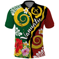 Melanesian Vanuatu Tribal Boar Tusk Polo Shirt Tropical Plants and Namele Motifs - Polynesian Pride