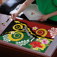 Melanesian Vanuatu Tribal Boar Tusk Puzzle Tropical Plants and Namele Motifs - Polynesian Pride