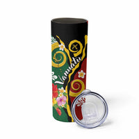 Melanesian Vanuatu Tribal Boar Tusk Skinny Tumbler Tropical Plants and Namele Motifs - Polynesian Pride