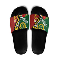 Melanesian Vanuatu Tribal Boar Tusk Slide Sandals Tropical Plants and Namele Motifs - Polynesian Pride