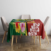 Melanesian Vanuatu Tribal Boar Tusk Tablecloth Tropical Plants and Namele Motifs - Polynesian Pride