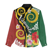Melanesian Vanuatu Tribal Boar Tusk Women Casual Shirt Tropical Plants and Namele Motifs - Polynesian Pride