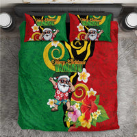 Vanuatu Christmas Bedding Set Funny Santa with Namele and Boar Tusk Tribal - Polynesian Pride