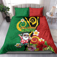 Vanuatu Christmas Bedding Set Funny Santa with Namele and Boar Tusk Tribal - Polynesian Pride
