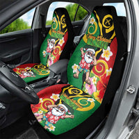 Vanuatu Christmas Car Seat Cover Funny Santa with Namele and Boar Tusk Tribal - Polynesian Pride