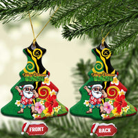 Vanuatu Christmas Ceramic Ornament Funny Santa with Namele and Boar Tusk Tribal - Polynesian Pride